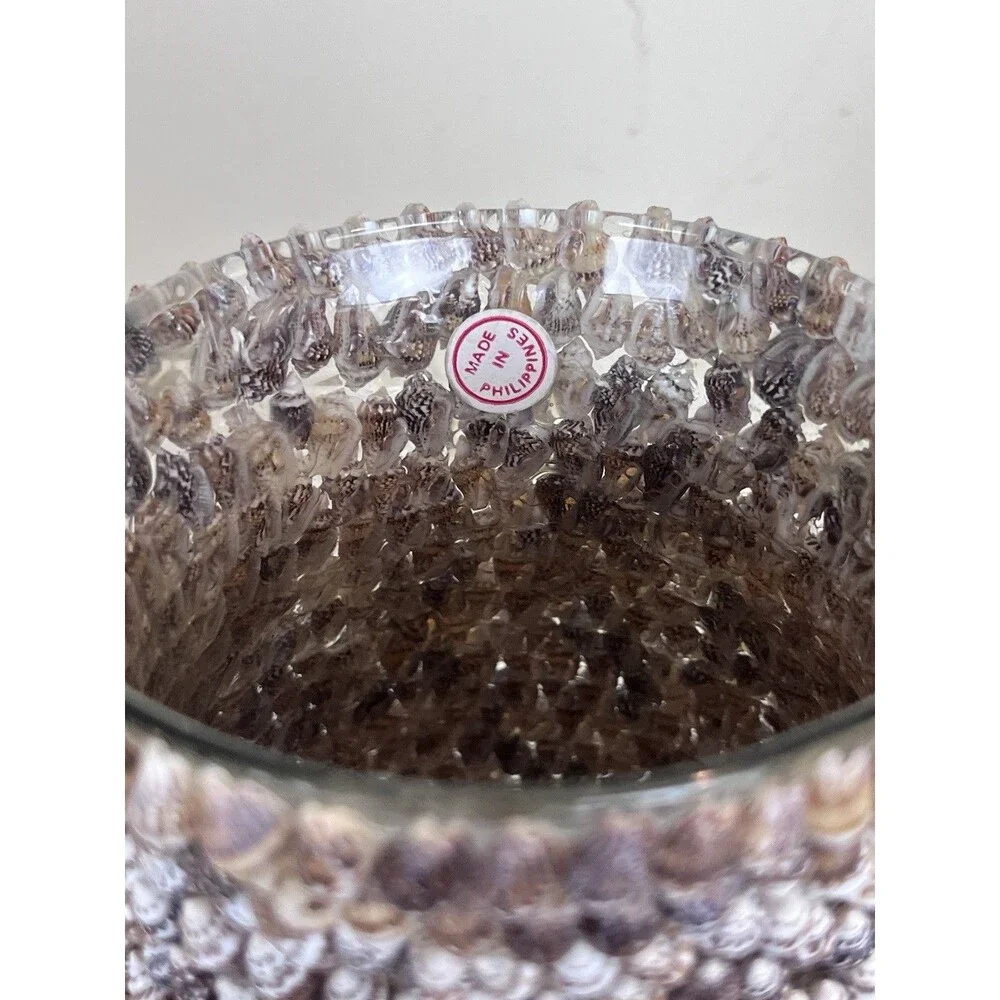 Vintage Handcrafted Marginella Sea Shell Candle Dome Covered Entirely In Shells